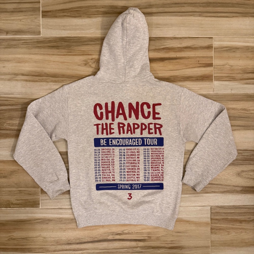 Chance The Rapper Be Encouraged Tour 2017 Hoodie Gray Gildan Heavy Blend Small